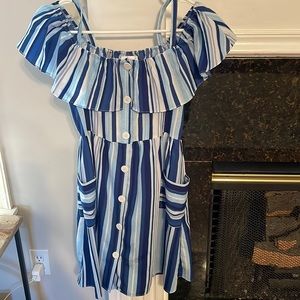 Emily West blue and white striped dress. Girls size 14